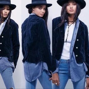Free People Rich Navy Velvet Jacket